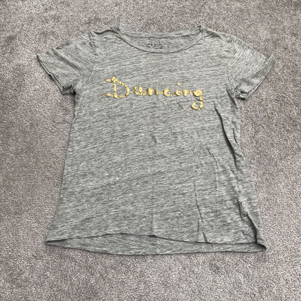 J. Crew x Hugo Guinness Linen Shirt Women Small Heather Gray Short Sleeve Casual